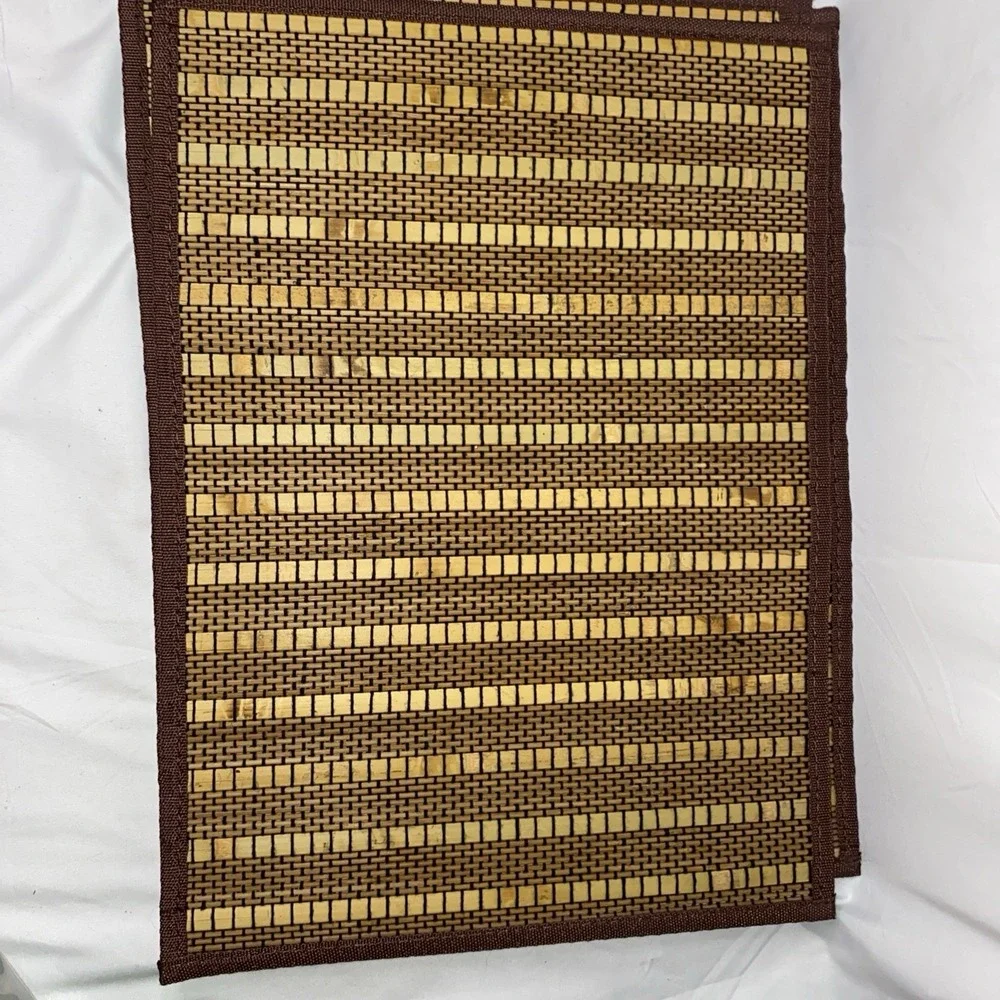 MCM Bamboo Wicker Placemats Set of 8 Vintage Rattan Woven Boho Tiki 18 x 13